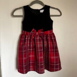 🧡3/15 The Children's Place Velvet Black/Red/Gold Dress Girls 5T